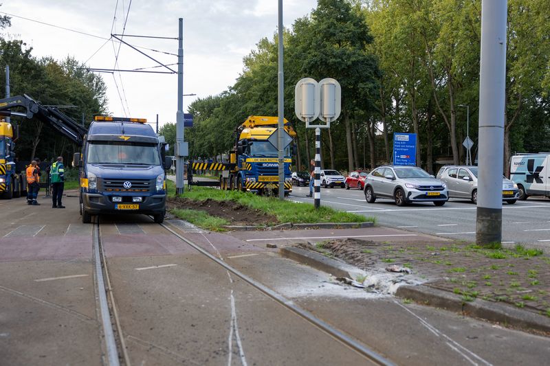 Tramverkeer gestremd door ontsporing in Schiedam